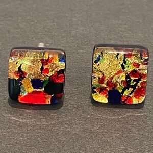 Colorful Mosaic Square Earrings